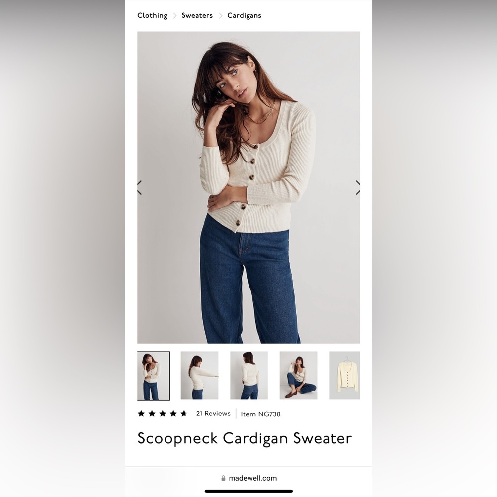Rust Madewell Scoopneck Cardigan